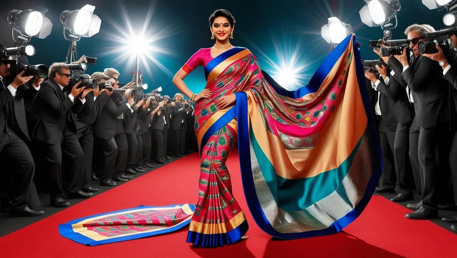 a woman in a colorful dress