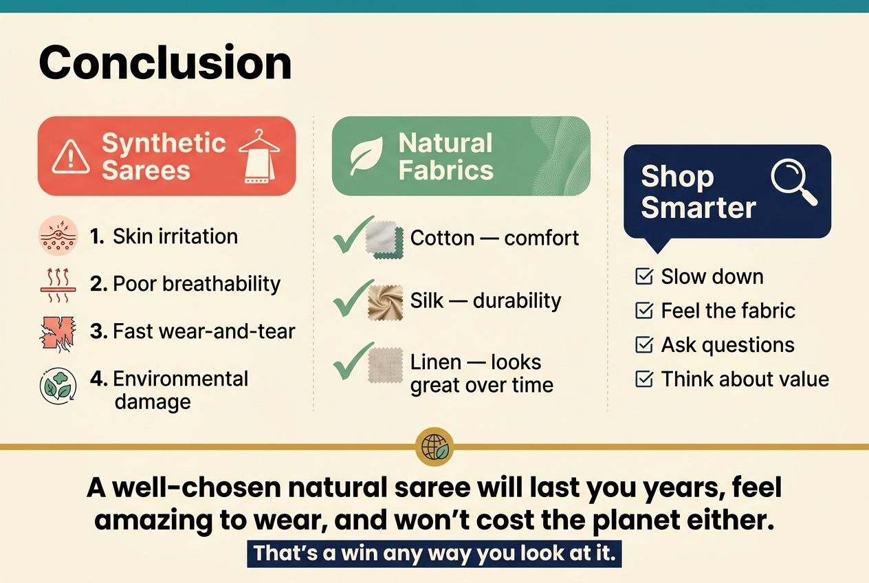 Why Synthetic Sarees Are a Trap (What to Buy Instead)